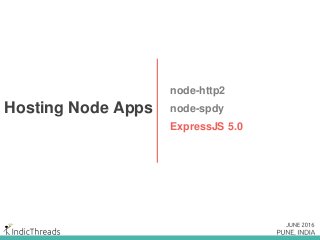 Hosting Node Apps
node-http2
node-spdy
ExpressJS 5.0
 