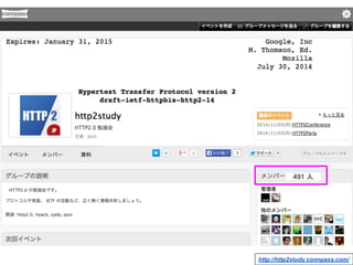 http2.info
http://http2study.connpass.com/
491 人
 