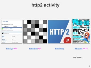 3
#http2study #wdpress vol.75#http2go (wip)
and more...
#mozaicfm ep2
http2 activity
 
