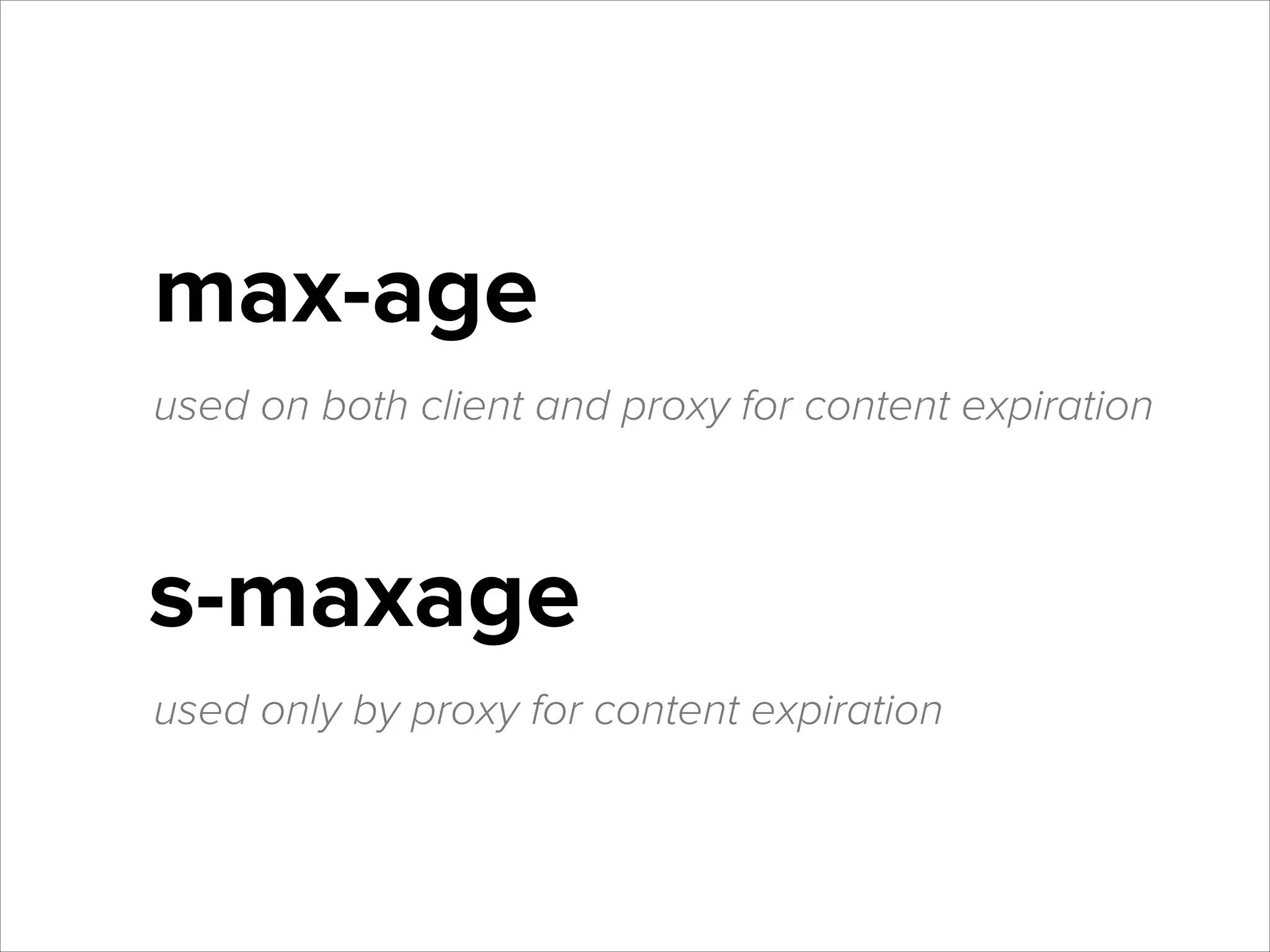 max-age
used on both client and proxy for content expiration

s-maxage
used only by proxy for content expiration

 
