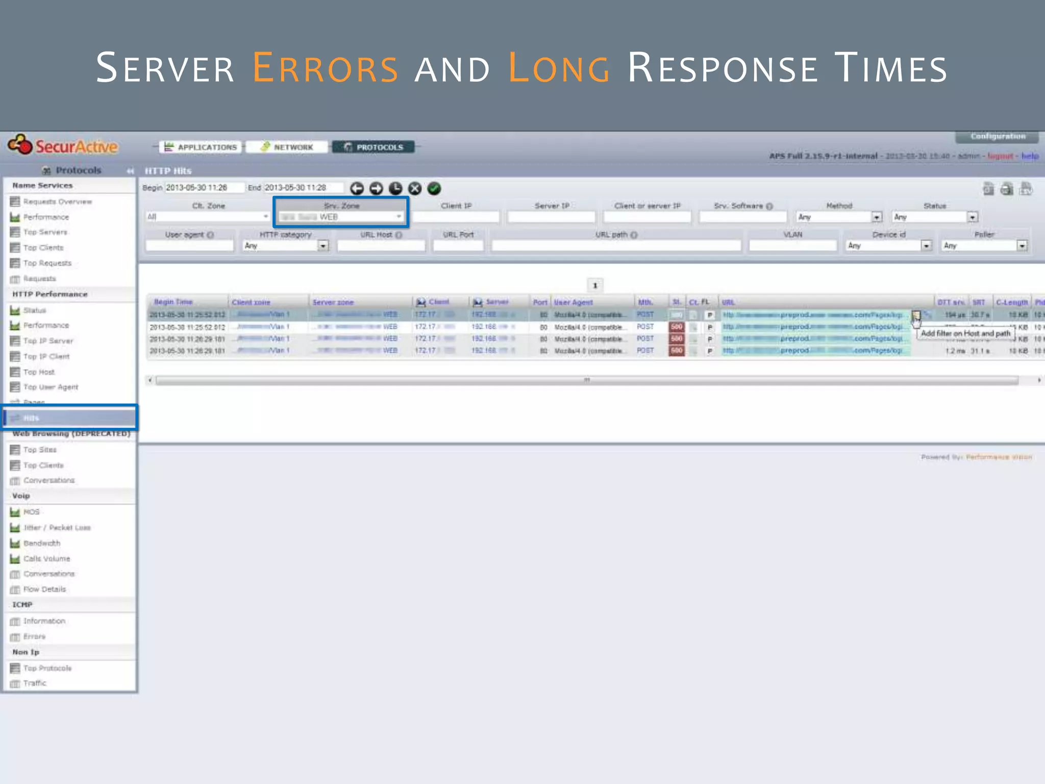 © SecurActive 2013 20
SERVER ERRORS AND LONG RESPONSE TIMES
 