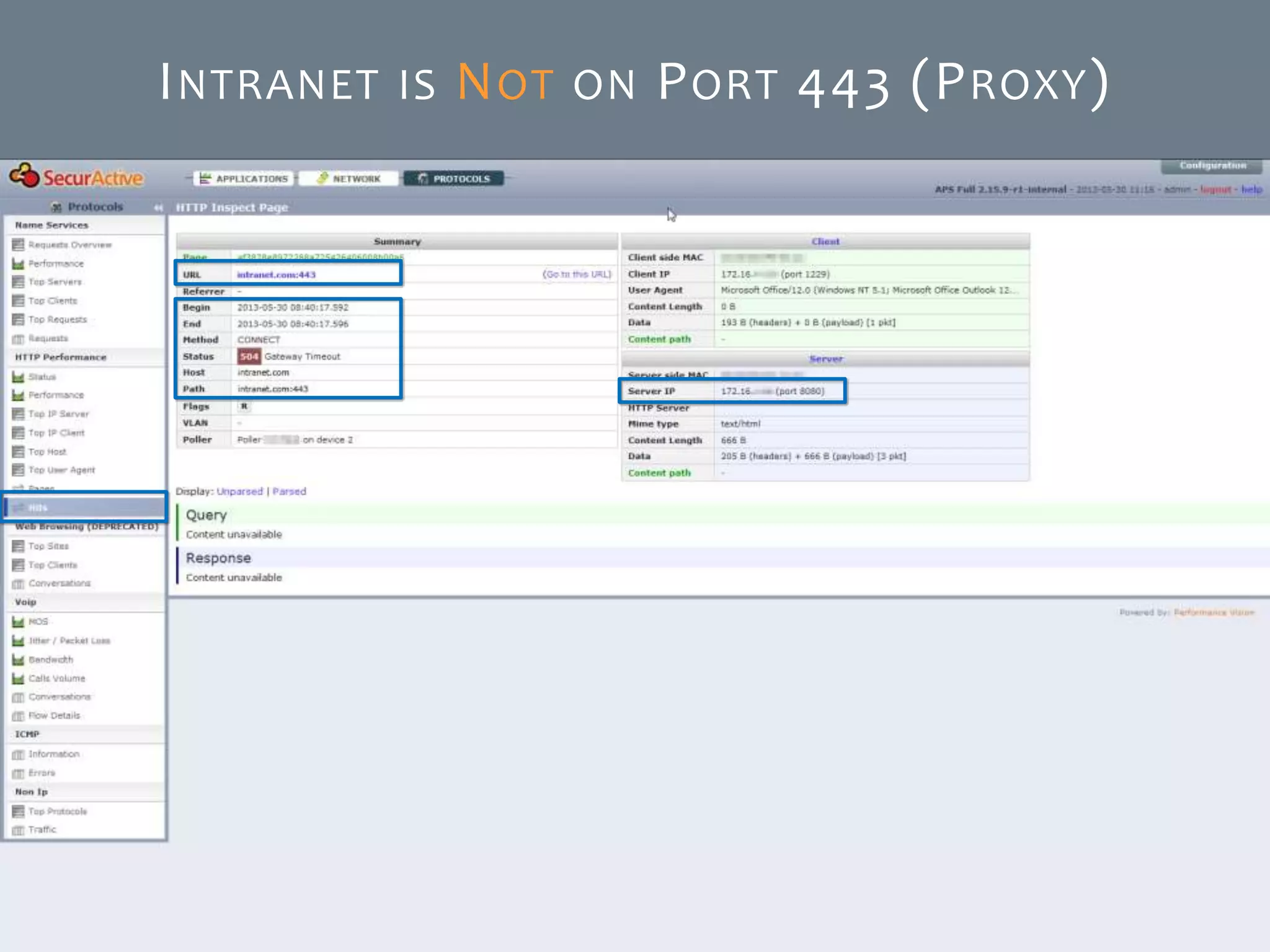© SecurActive 2013 8
INTRANET IS NOT ON PORT 443 (PROXY)
 