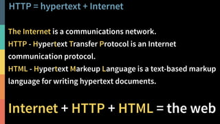 HTTP = hypertext + Internet
5@PeterHilton •
The Internet is a communications network.
HTTP - Hypertext Transfer Protocol i...