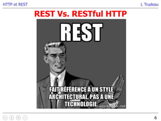 L Trudeau
REST Vs. RESTful HTTP
6
HTTP et REST
 