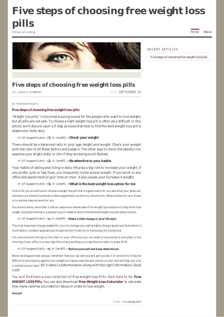 five steps of choosing free weight loss pills