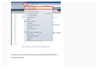 Microsoft Access Database And C# Windows Forms Tutorial Visual Studio ...