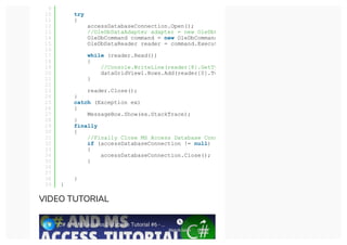 Microsoft Access Database And C# Windows Forms Tutorial Visual Studio ...