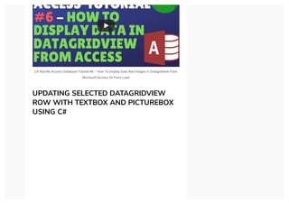 Microsoft Access Database And C# Windows Forms Tutorial Visual Studio ...