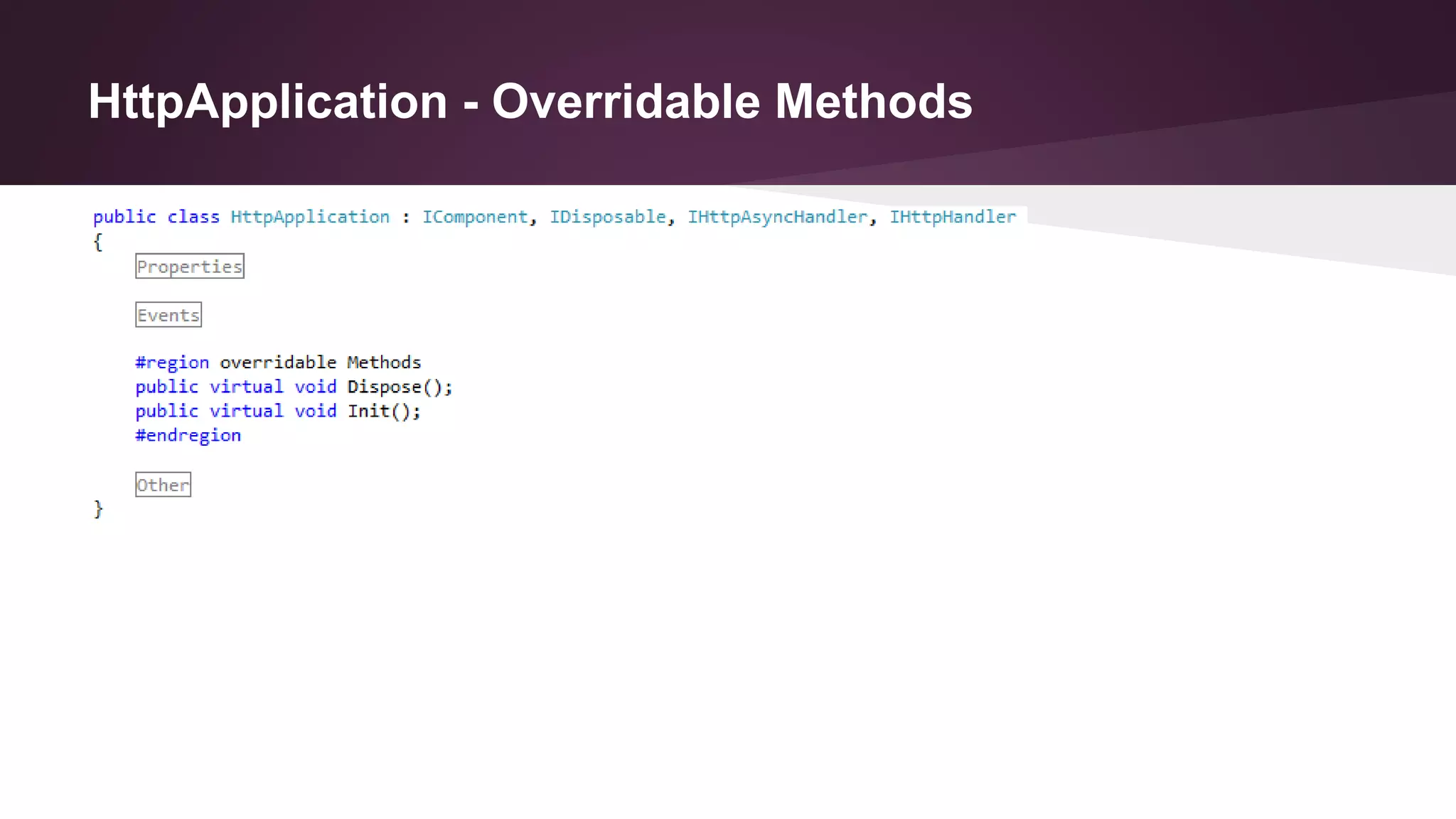 HttpApplication - Overridable Methods
 