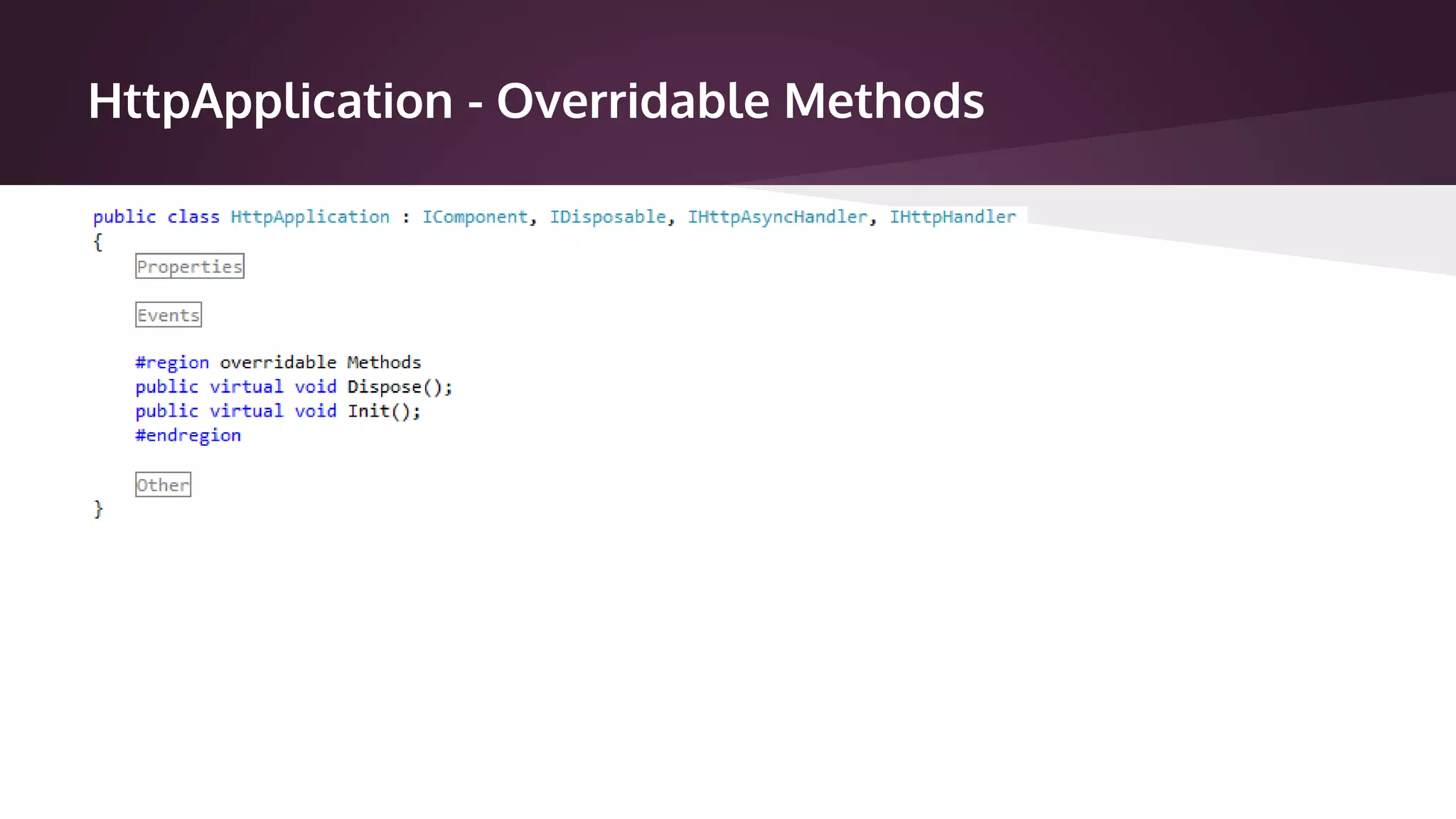 HttpApplication - Overridable Methods
 
