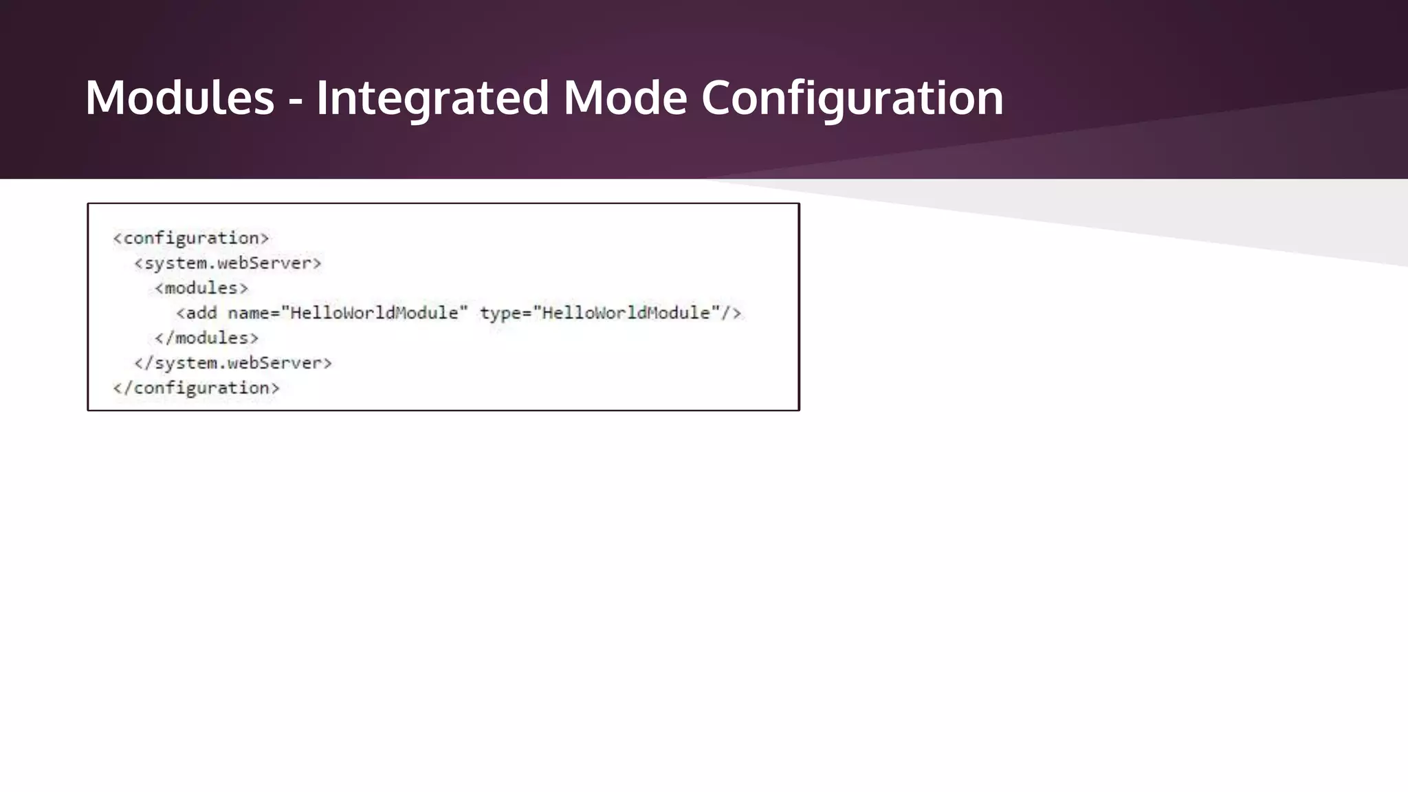 Modules - Integrated Mode Configuration
 