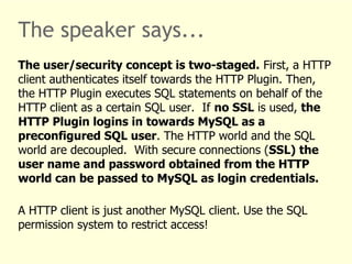 HTTP Plugin for MySQL! | PDF