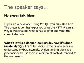 HTTP Plugin for MySQL! | PDF