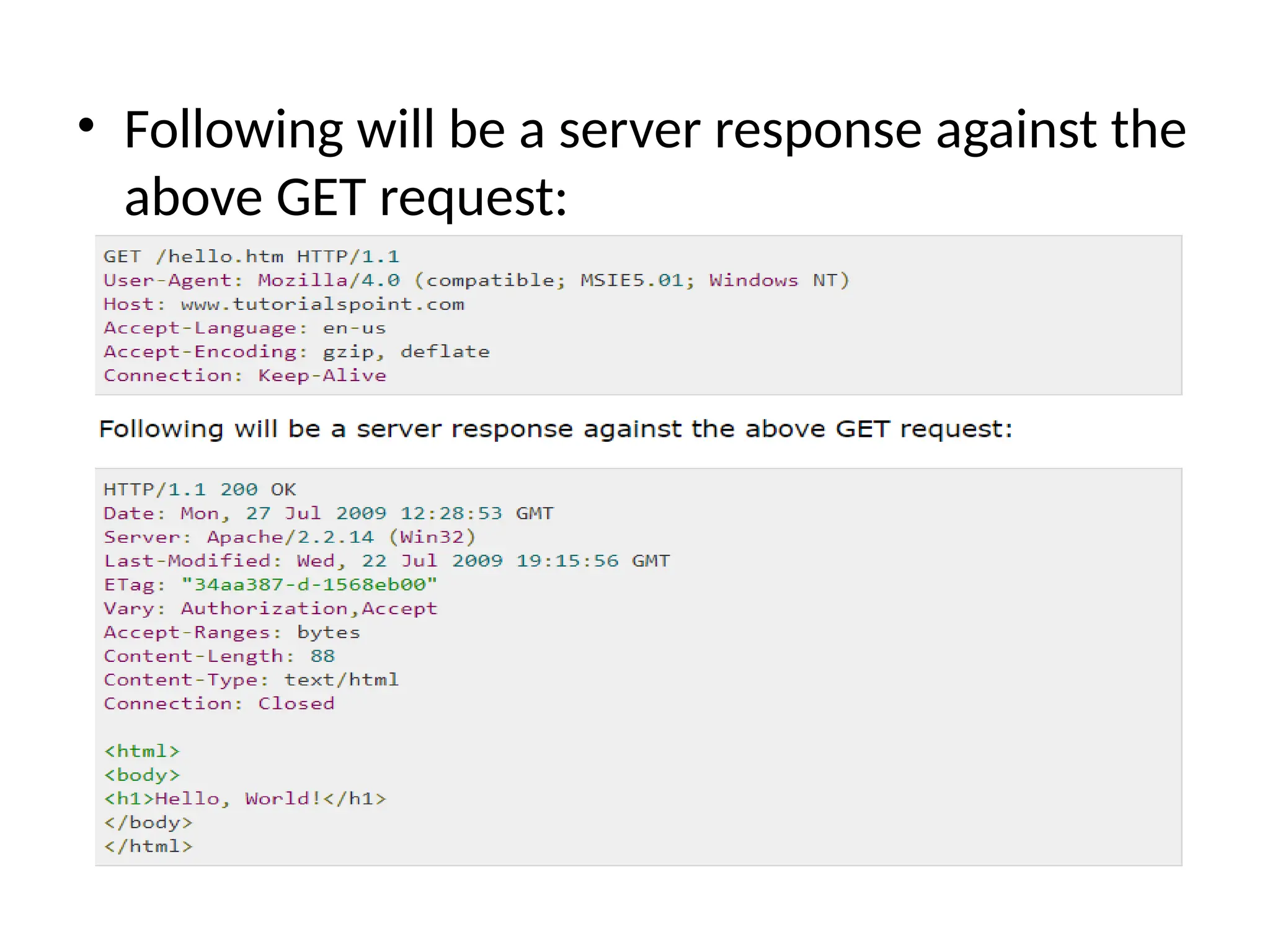 • Following will be a server response against the
above GET request:
 