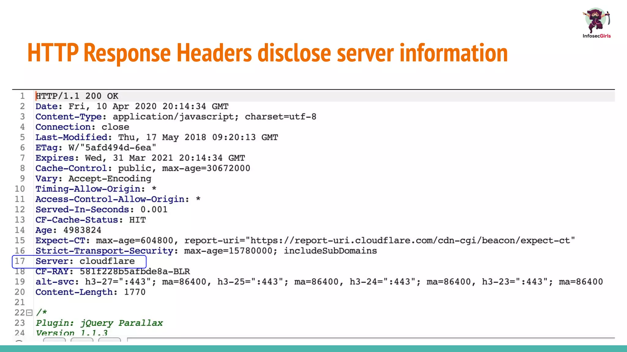 HTTP Response Headers disclose server information
 