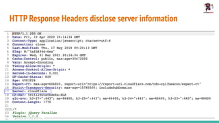 HTTP Response Headers disclose server information
 