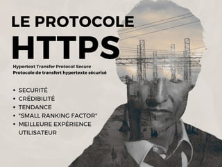 LE PROTOCOLE 
 HTTPS
SECURITÉ
CRÉDIBILITÉ
TENDANCE
"SMALL RANKING FACTOR"
MEILLEURE EXPÉRIENCE
UTILISATEUR
 Hypertext Transfer Protocol Secure
 Protocole de transfert hypertexte sécurisé
 