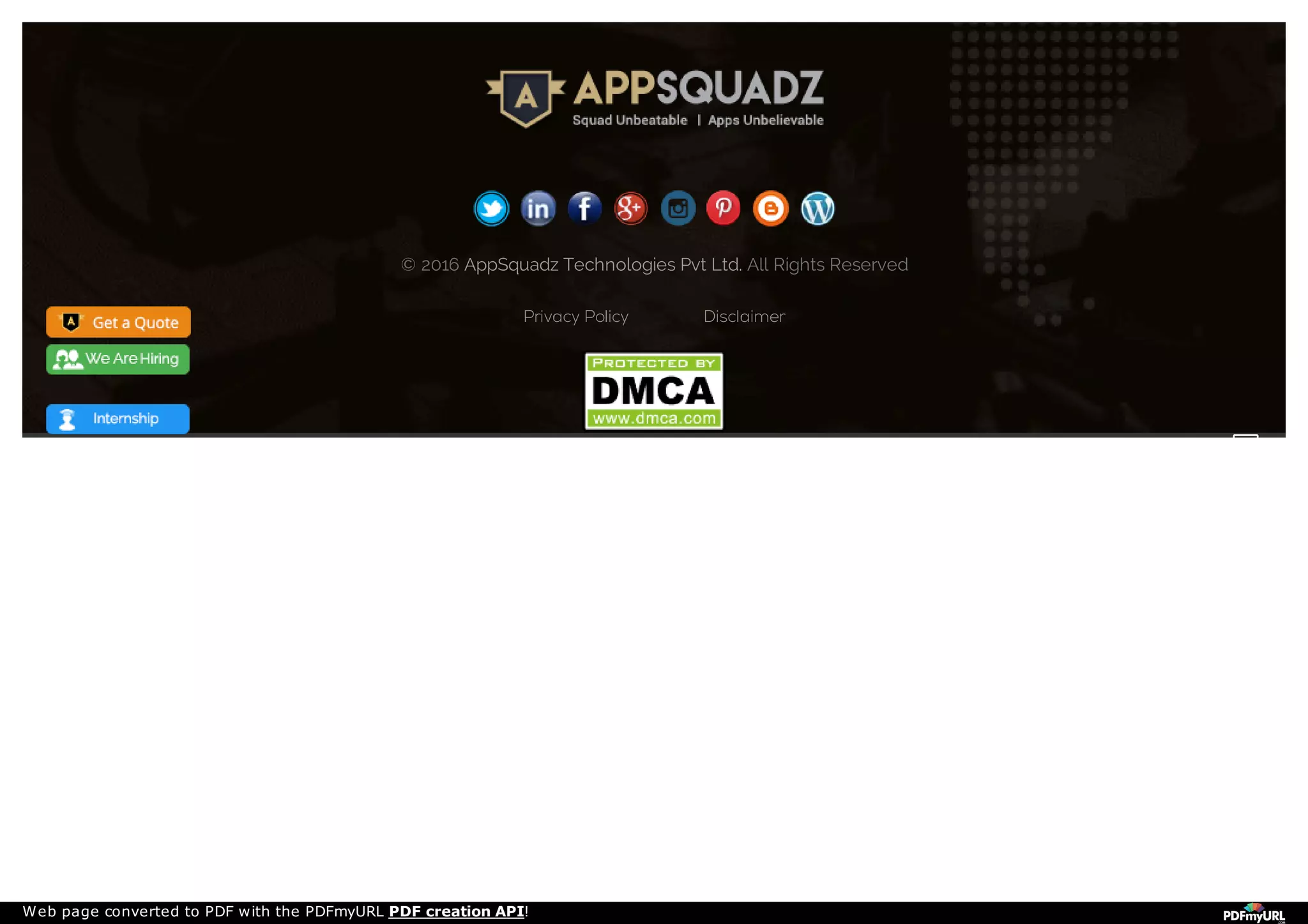 © 2016 AppSquadz Technologies Pvt Ltd. All Rights Reserved
Privacy Policy Disclaimer

Web page converted to PDF with the PDFmyURL PDF creation API!
 