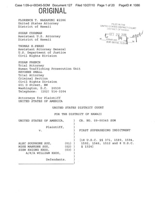 Case 1:09-cr-00345-SOM Document 127 Filed 10/27/10 Page 1 of 20 PageID #: 1086
 
