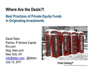 Best Practices by Private Equity Funds in Deal Origination 