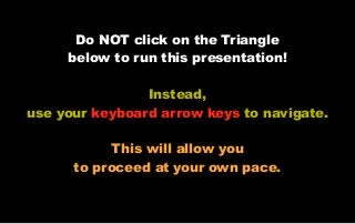 Do NOT click on the Triangle
below to run this presentation!
Instead,
use your keyboard arrow keys to navigate.
This will allow you
to proceed at your own pace.
 