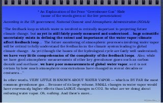 * An Explanation of the Prior “Greenhouse Gas” Slide
(some of the words given at the live presentation)
According to the U...