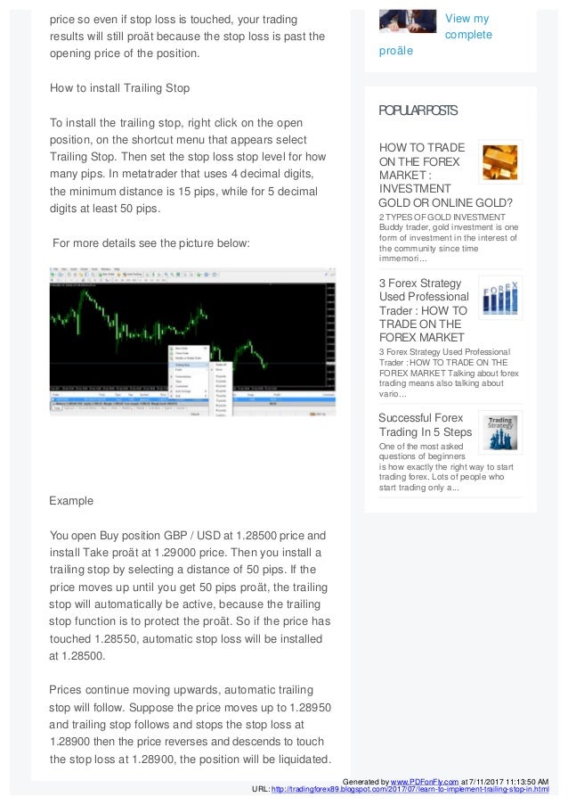 How to use trailing stop in forex