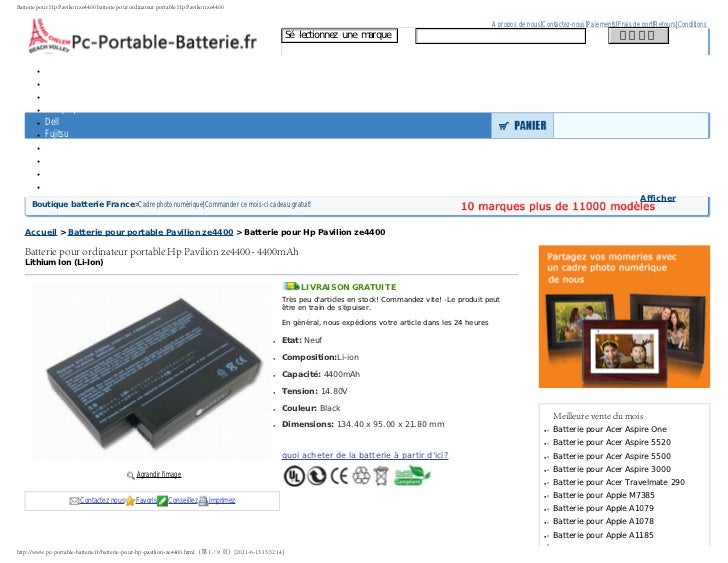 Batterie pour ordinateur portable Hp Pavilion ze4400 4400mAh