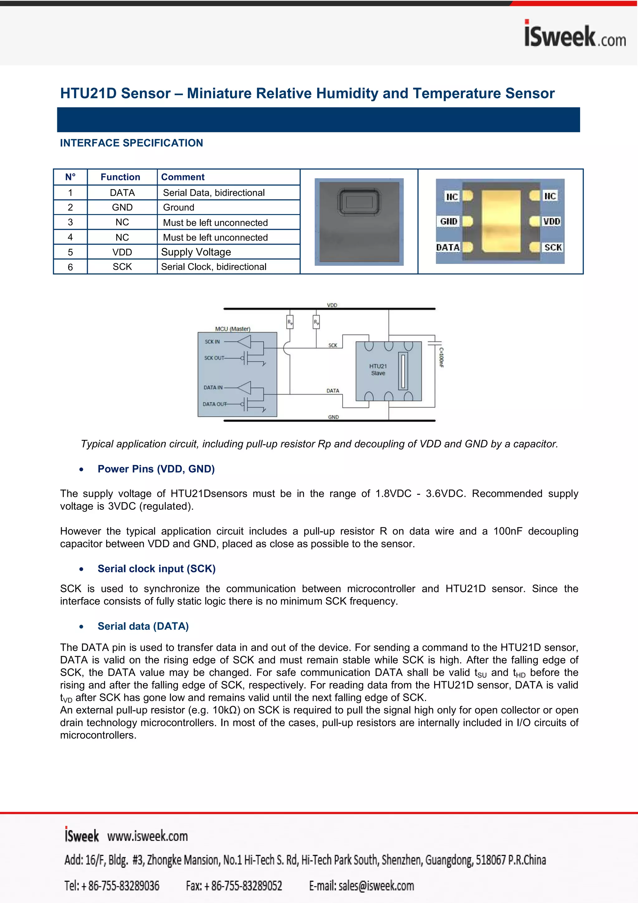 HTU21D humidity and temperature sensor | PDF