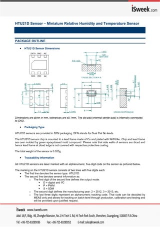 HTU21D humidity and temperature sensor | PDF