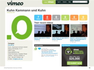Vimeo Kanal Kuhn, Kammann & Kuhn   46
 