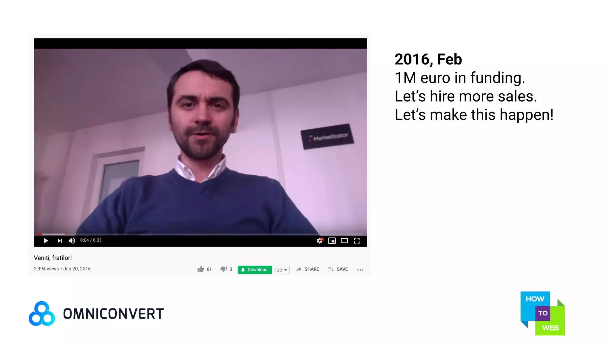 2016, Feb
1M euro in funding.
Let’s hire more sales.
Let’s make this happen!
 