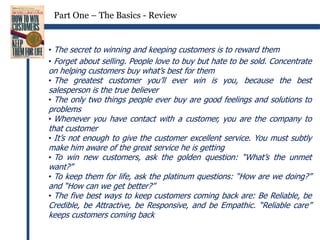 Complaints are a wonderful opportunity to strengthen customer loyaltySeek out and welcome complaintsTake every complaint seriouslyGet people at the top actively involved in both listening to and helping people resolve customer complaintsConsider setting up a system to document and classify complaintsSet goals for resolving complaintsLearn and get better from complaints