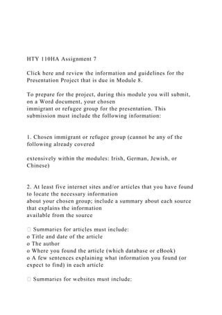 HTY 110HA Assignment 7 Click here and review the informat.docx