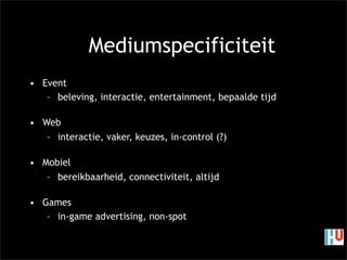 HU tweede avond crossmedia