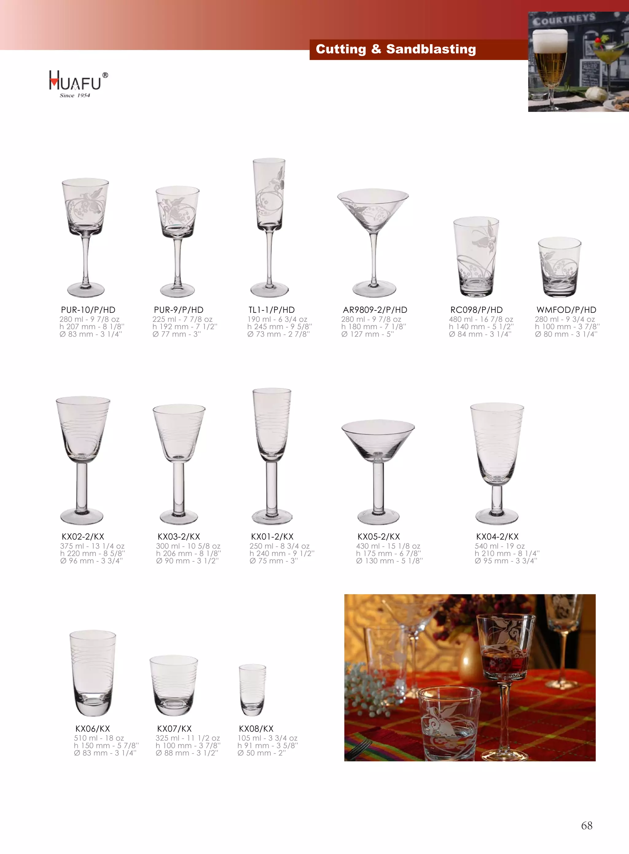 Cutting & Sandblasting




PUR-10/P/HD             PUR-9/P/HD               TL1-1/P/HD              AR9809-2/P/HD            RC098/P/HD              WMFOD/P/HD
280 ml - 9 7/8 oz       225 ml - 7 7/8 oz       190 ml - 6 3/4 oz        280 ml - 9 7/8 oz        480 ml - 16 7/8 oz     280 ml - 9 3/4 oz
h 207 mm - 8 1/8''      h 192 mm - 7 1/2''      h 245 mm - 9 5/8''       h 180 mm - 7 1/8''       h 140 mm - 5 1/2''     h 100 mm - 3 7/8''
Ø 83 mm - 3 1/4''       Ø 77 mm - 3''           Ø 73 mm - 2 7/8''        Ø 127 mm - 5''           Ø 84 mm - 3 1/4''      Ø 80 mm - 3 1/4''




KX02-2/KX                KX03-2/KX               KX01-2/KX                   KX05-2/KX                   KX04-2/KX
375 ml - 13 1/4 oz       300 ml - 10 5/8 oz      250 ml - 8 3/4 oz           430 ml - 15 1/8 oz          540 ml - 19 oz
h 220 mm - 8 5/8''       h 206 mm - 8 1/8''      h 240 mm - 9 1/2''          h 175 mm - 6 7/8''          h 210 mm - 8 1/4''
Ø 96 mm - 3 3/4''        Ø 90 mm - 3 1/2''       Ø 75 mm - 3''               Ø 130 mm - 5 1/8''          Ø 95 mm - 3 3/4''




    KX06/KX              KX07/KX              KX08/KX
   510 ml - 18 oz       325 ml - 11 1/2 oz    105 ml - 3 3/4 oz
   h 150 mm - 5 7/8''   h 100 mm - 3 7/8''    h 91 mm - 3 5/8''
   Ø 83 mm - 3 1/4''    Ø 88 mm - 3 1/2''     Ø 50 mm - 2''




                                                                                                                                     68
 