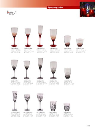 Spraying color




DW01/R/PR              DW02/R/PR            DW03/R/PR               DW04/R/PR             GH01/R/PR            GH02/R/PR
365 ml - 12 7/8 oz    255 ml - 9 oz         215 ml - 7 5/8 oz       535 ml - 18 7/8 oz   455 ml - 16 oz        350 ml - 12 3/8 oz
h 233 mm - 9 1/8''    h 221 mm - 8 3/4''    h 257 mm - 10 1/8''     h 212 mm - 8 3/8''   h 138 mm - 5 3/8''    h 91 mm - 3 5/8''
Ø 83 mm - 3 1/4''     Ø 77 mm - 3''         Ø 76 mm - 3''           Ø 89 mm - 3 1/2''    Ø 80 mm - 3 1/8''     Ø 88 mm - 3 1/2''




DW01/H/PH            DW02/H/PH             DW03/H/PH               DW04/H/PH              GH01/H/PH
365 ml - 12 7/8 oz   255 ml - 9 oz         215 ml - 7 5/8 oz       535 ml - 18 7/8 oz     455 ml - 16 oz
h 233 mm - 9 1/8''   h 221 mm - 8 3/4''    h 257 mm - 10 1/8''     h 212 mm - 8 3/8''     h 138 mm - 5 3/8''
Ø 83 mm - 3 1/4''    Ø 77 mm - 3''         Ø 76 mm - 3''           Ø 89 mm - 3 1/2''      Ø 80 mm - 3 1/8''




VT-769/P/PYH         VT-768/P/PYH          VT-767/P/PYH            KTB3/P/PYH            KTB2/P/PYH
195 ml - 6 7/8 oz    185 ml - 6 1/2 oz     270 ml - 9 1/2 oz       360 ml - 12 5/8 oz    280 ml - 9 7/8 oz
h 241 mm - 9 1/2''   h 201 mm - 7 7/8''    h 211 mm - 8 1/4''      h 120 mm - 4 3/4''    h 90 mm - 3 1/2''
Ø 70 mm - 2 3/4''    Ø 73 mm - 2 7/8''     Ø 82 mm - 3 1/4''       Ø 85 mm - 3 3/8''     Ø 85 mm - 3 3/8''




                                                                                                                                    104
 