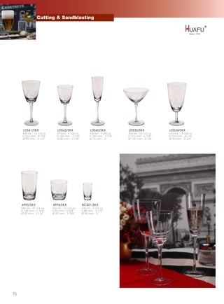 Cutting & Sandblasting




      LDS61/SKX                LDS62/SKX                 LDS60/SKX            LDS33/SKX            LDS34/SKX
      405 ml - 14 1/4 oz      275 ml - 9 5/8 oz          210 ml - 7 3/8 oz    355 ml - 12 1/2 oz   535 ml - 18 7/8 oz
      h 225 mm - 8 7/8''      h 200 mm - 7 7/8''         h 250 mm - 9 7/8''   h 175 mm - 6 7/8''   h 210 mm - 8 1/4''
      Ø 90 mm - 3 1/2''       Ø 80 mm - 3 1/8''          Ø 75 mm - 3''        Ø 130 mm - 5 1/8''   Ø 95 mm - 3 3/4''




     4995/SKX              4994/SKX                BC201/SKX
     545 ml - 19 1/4 oz    355 ml - 12 1/2 oz      100 ml - 3 1/2 oz
     h 145 mm - 5 3/4''    h 93 mm - 3 5/8''       h 88 mm - 3 1/2''
     Ø 82 mm - 3 1/4''     Ø 87 mm - 3 3/8''       Ø 50 mm - 2''




71
 