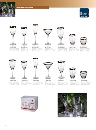 Gold decorateds




     DW01/GR              DW02/GR              DW03/GR               4993/GR1             DW04/GR1             GH01/GR1           GH02/GR1
     365 ml - 12 7/8 oz   255 ml - 9 oz        215 ml - 7 5/8 oz     255 ml - 9 oz        535 ml - 18 7/8 oz   455 ml - 16 oz     350 ml - 12 3/8 oz
     h 233 mm - 9 1/8''   h 221 mm - 8 3/4''   h 257 mm - 10 1/8''   h 189 mm - 7 1/2''   h 212 mm - 8 3/8''   h 138 mm - 5 3/8'' h 91 mm - 3 5/8''
     Ø 83 mm - 3 1/4''    Ø 77 mm - 3''        Ø 76 mm - 3''         Ø 115 mm - 4 1/2''   Ø 89 mm - 3 1/2''    Ø 80 mm - 3 1/8'' Ø 88 mm - 3 1/2''




     DW01/YR               DW02/YR              DW03/YR               4993/YR              DW04/YR              GH01/YR             GH02/YR
     365 ml - 12 7/8 oz   255 ml - 9 oz        215 ml - 7 5/8 oz     255 ml - 9 oz        535 ml - 18 7/8 oz    455 ml - 16 oz     350 ml - 12 3/8 oz
     h 233 mm - 9 1/8''   h 221 mm - 8 3/4''   h 257 mm - 10 1/8''   h 189 mm - 7 1/2''   h 212 mm - 8 3/8''    h 138 mm - 5 3/8'' h 91 mm - 3 5/8''
     Ø 83 mm - 3 1/4''    Ø 77 mm - 3''        Ø 76 mm - 3''         Ø 115 mm - 4 1/2''   Ø 89 mm - 3 1/2''     Ø 80 mm - 3 1/8'' Ø 88 mm - 3 1/2''




87
 
