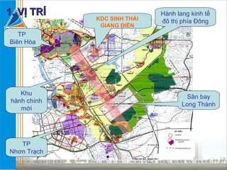 1. VỊ TRÍ TP  Biên Hòa Khu hành chính mới TP Nhơn Trạch Sân bay Long Thành Hành lang kinh tế đô thị phía Đông KDC SINH THÁI GIANG ĐIỀN 