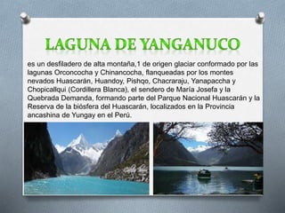 es un desfiladero de alta montaña,1 de origen glaciar conformado por las 
lagunas Orconcocha y Chinancocha, flanqueadas por los montes 
nevados Huascarán, Huandoy, Pishqo, Chacraraju, Yanapaccha y 
Chopicallqui (Cordillera Blanca), el sendero de María Josefa y la 
Quebrada Demanda, formando parte del Parque Nacional Huascarán y la 
Reserva de la biósfera del Huascarán, localizados en la Provincia 
ancashina de Yungay en el Perú. 
 
