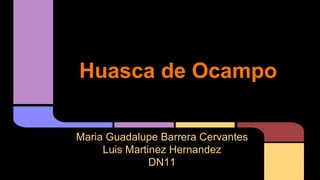 Huasca de Ocampo 
Maria Guadalupe Barrera Cervantes 
Luis Martinez Hernandez 
DN11 
 