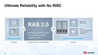 9
Standard & Open
Processors
OS / App
Partners
RAS 2.0
• Proactive Failure Analysis Engine
• CPU and Memory Hot-Swap
• +99...