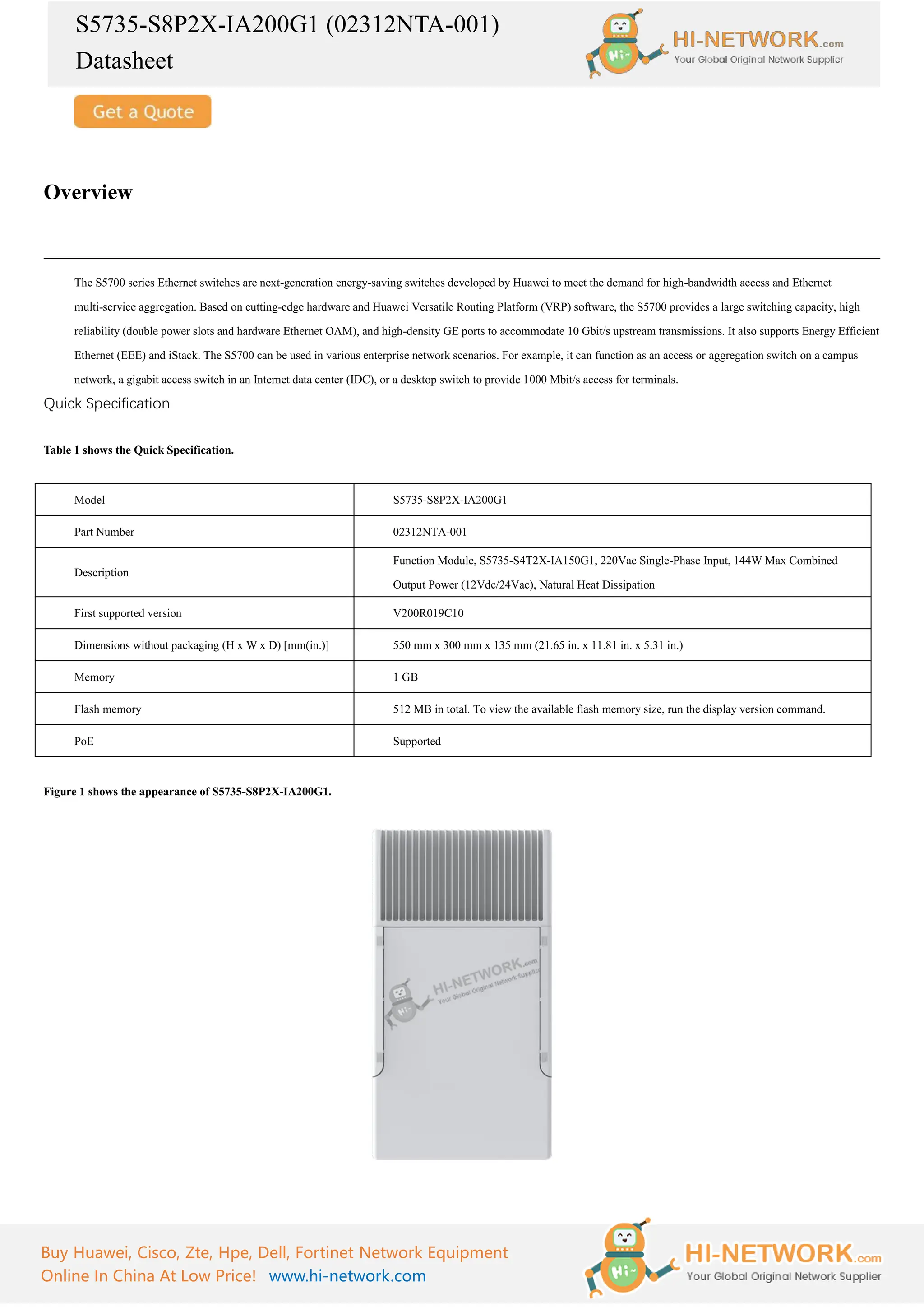 Huawei s5735 s8p2x ia200g1 brochure datasheet pdf huawei-s5735-s8p2x-ia200g1-brochure-datasheet-pdf