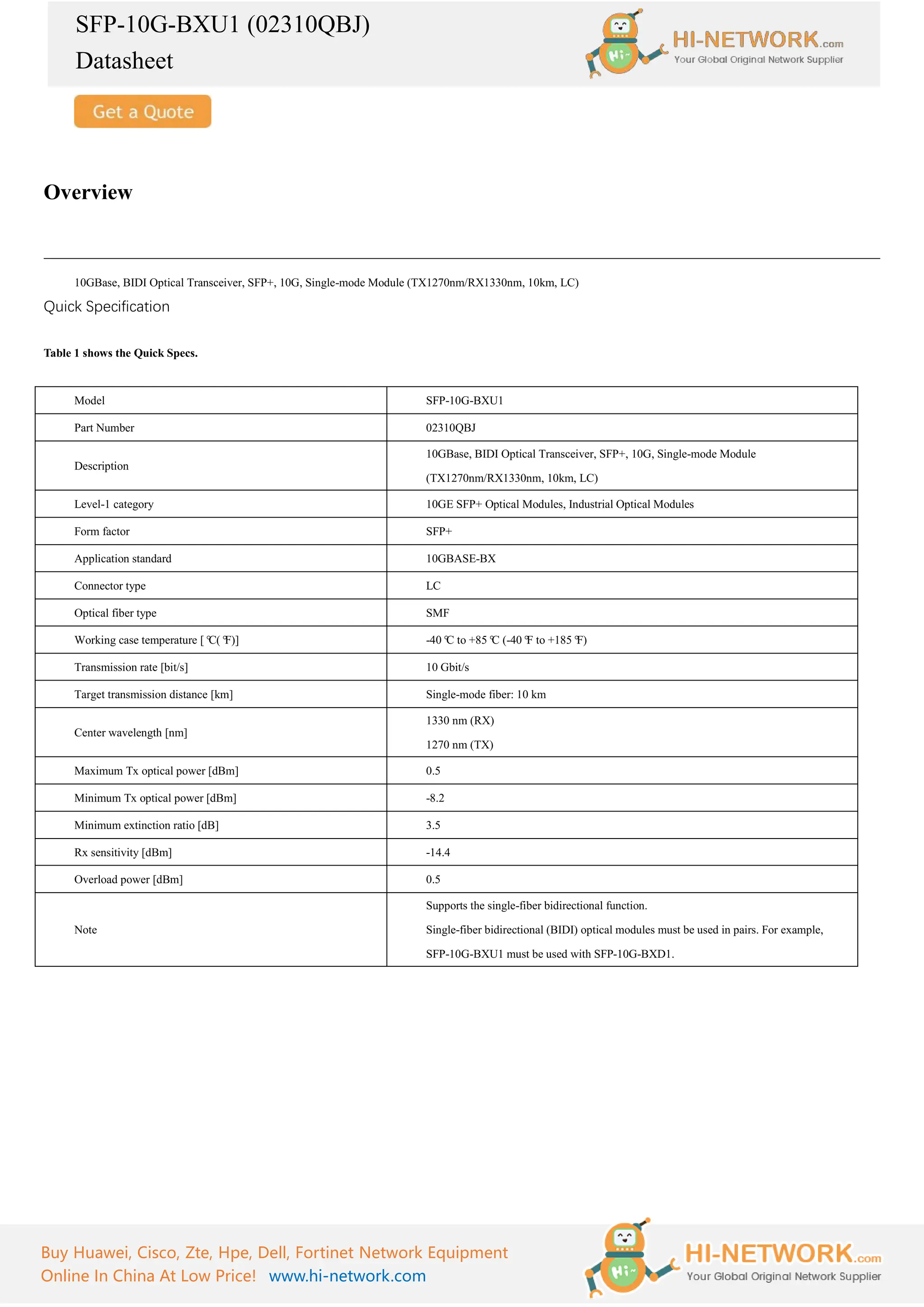 Sfp Rx Sensitive Table huawei-sfp-10g-bxu1-brochure-datasheet.pdf