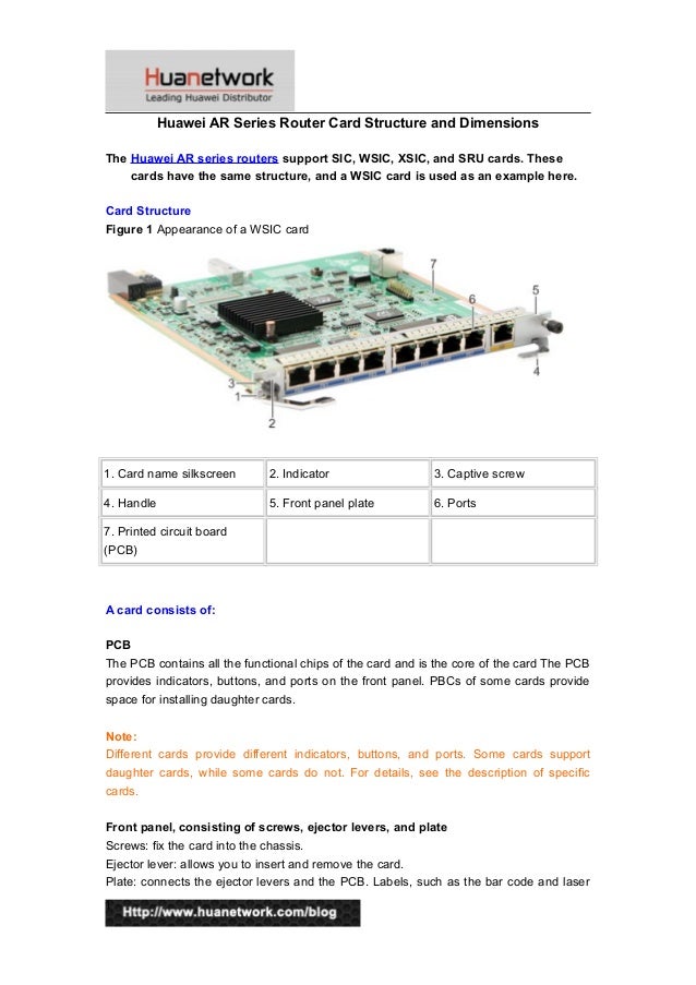 Huawei ar series router card structure and dimensions