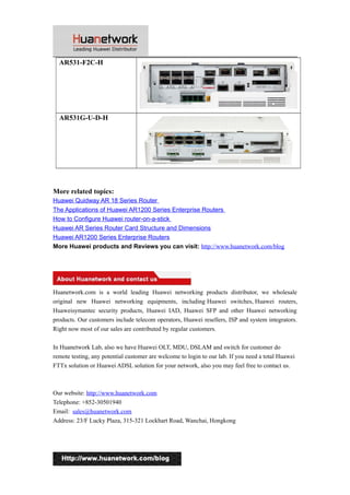 Huawei AR Series Routers Application Comparison and Overview | DOC