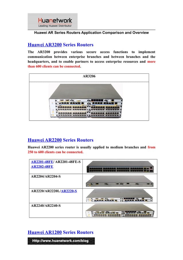 Huawei AR Series Router Comparison Guide PDF