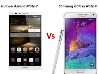 Huawei Ascend Mate 7 Samsung Galaxy Note 4 
Vs 
 