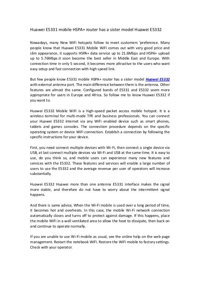 Huawei E5332 Mobile Wi Fi